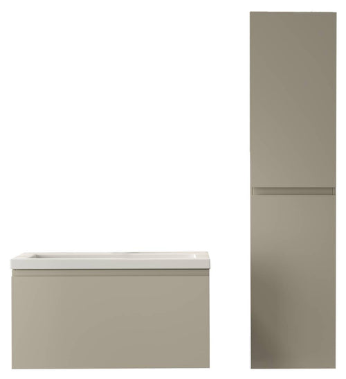 LOMAZOO badmeubelset Sorrento - met hoge kast & witte wastafel - greige - 80 cm