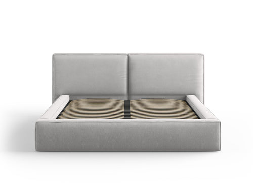 Micadoni Opbergbed met hoofdeinde Jodie 180x200cm, structurele stof, lichtgrijs - 228x234x108cm