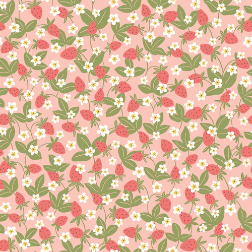 ESTAhome behang aardbeien groen en roze - 50 x 900 cm - 132172