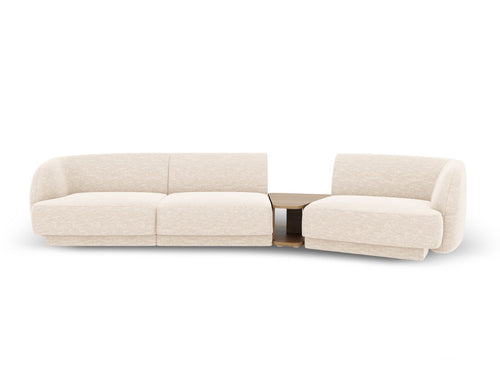 Micadoni Rechte modulaire bank Miley 3-zits, structurele stof ivoor - 126x303x70cm