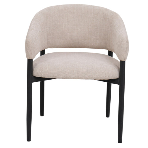 DÉJA Living Eetkamerstoel Elora - Beige/Zwart - Set van 2