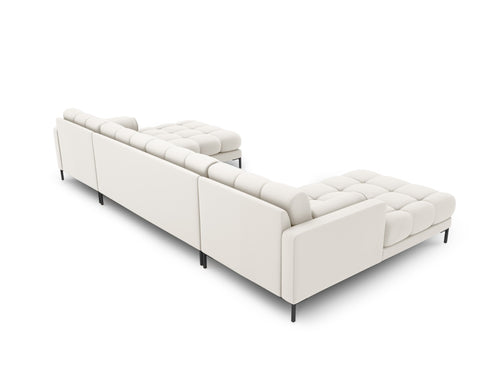 Cosmopolitan Design Panoramische bank Bali 7-zits, structurele stof, lichtbeige - 185x383x75cm