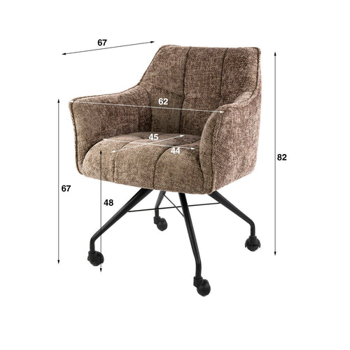 Giga Meubel Eetkamerstoel Hoven - Champagne - Incl. Wieltjes - Set van 2 - vtwonen shop