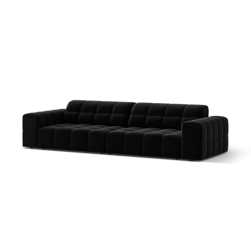 Cosmopolitan Design - Bank Chicago 4-zits, flueel zwart - 102x252x78cm
