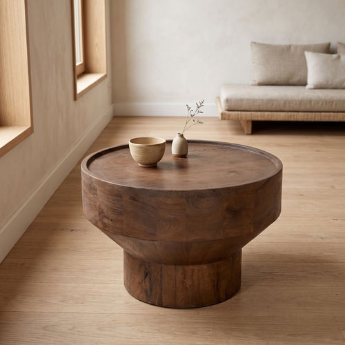 DÉJA Living Gabriel Salontafel Rond Walnoot Mangohout - Ø60x38H cm