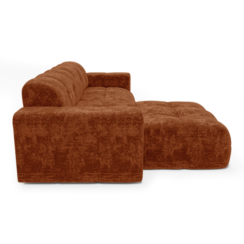 Sia Home - Hoekbanken links MAEL - Fluweel met reliëf - Terracotta - 230cm - vtwonen shop