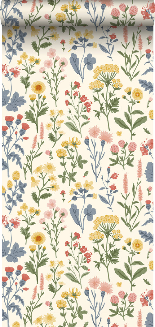 Sanders & Sanders behang veldbloemen gebroken wit en meerkleurig - 50 x 900 cm - 935409