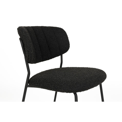 Housecraft Living Jolien Eetkamerstoelen Zwart/Zwart Bouclé - Set van 2