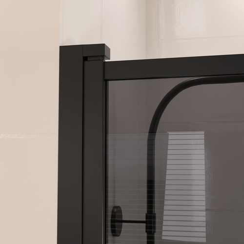 LOMAZOO badwand Salvador - draaibaar - anti kalk nano coating - rookglas - zwart - 80 x 140 cm