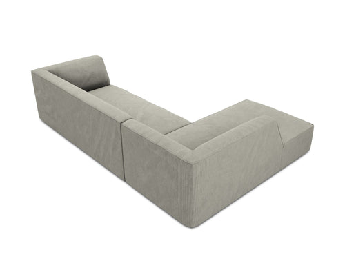 Micadoni linker hoekbank Ruby 4-zits, ribfluwelen, lichtgrijs - 180x273x69cm