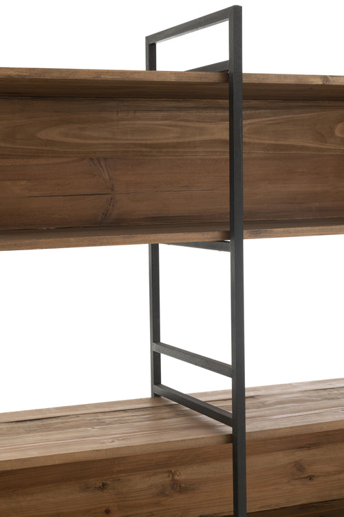 J-Line rek - hout/metaal - zwart/naturel - large
