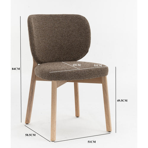 DÉJA Living Eetkamerstoel Nobu - Taupe/Naturel Eiken - Set van 2 - vtwonen shop