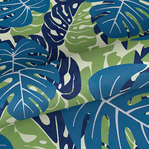 Walls4You behang palmbladeren vergrijsd blauw en vergrijsd groen - 53 cm x 10 m - 640160