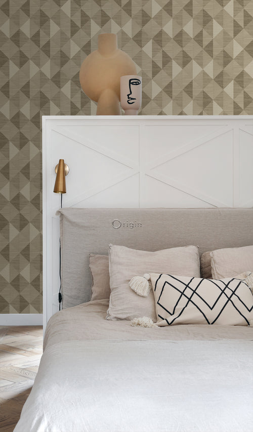 Origin Wallcoverings behang grasweefsel in grafisch 3D motief beige - 50 x 900 cm - 347884 - vtwonen shop