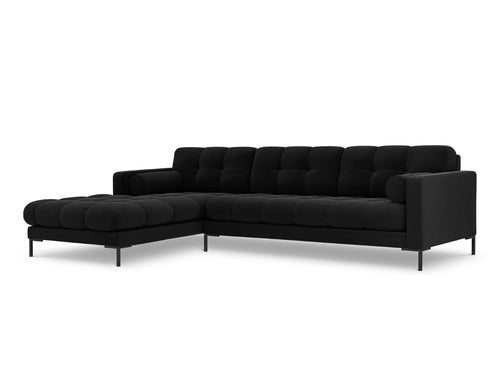 Cosmopolitan Design linker hoekbank Bali 5-zits, flueel, zwart - 185x293x75cm