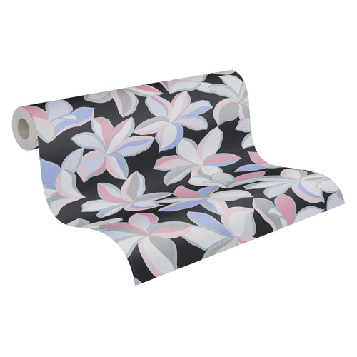 Livingwalls behang bloemmotief zwart, zilver, roze, blauw en wit - 53 cm x 10.05 m - AS-389081 - vtwonen shop