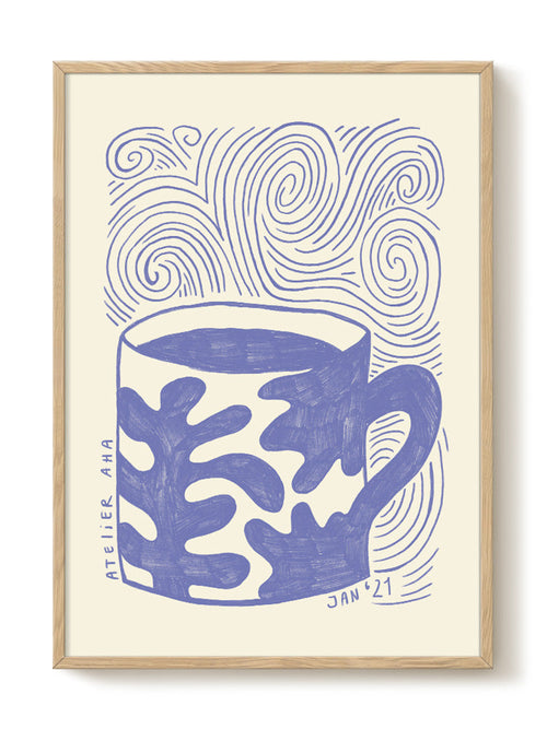 Anouk - a blue cup on a blue monday - PSTR studio Kunst Poster - vtwonen shop