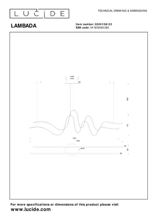 Lucide hanglamp LAMBADA - Geïntegreerde LED - Mat Goud / Messing - vtwonen shop