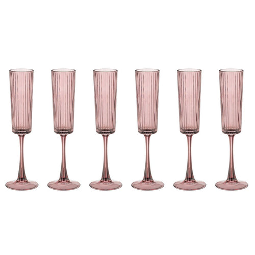 Mica Decorations Grigio Champagneglas Roze - Champagneglas met Ribbelstructuur - Champagneglas van Glas - Champagneglas voor Feestelijke Momenten -