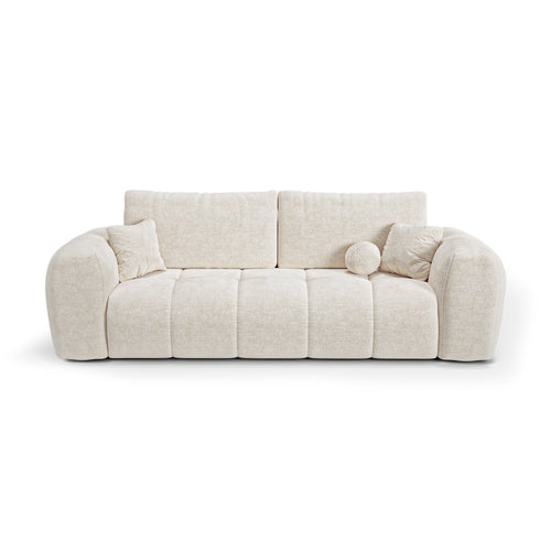 Premium Interiors - Slaapbank met opbergruimte SKY - gewaafd fluweel crème 260cm