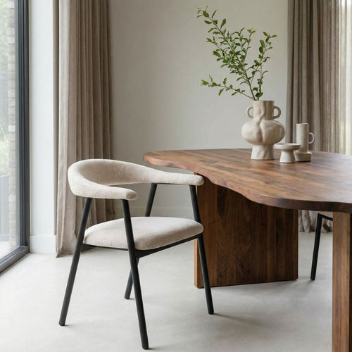 Giga Meubel Eetkamerstoel Mila - Beige/Zwart - 56x54x76cm - Set van 2 - vtwonen shop