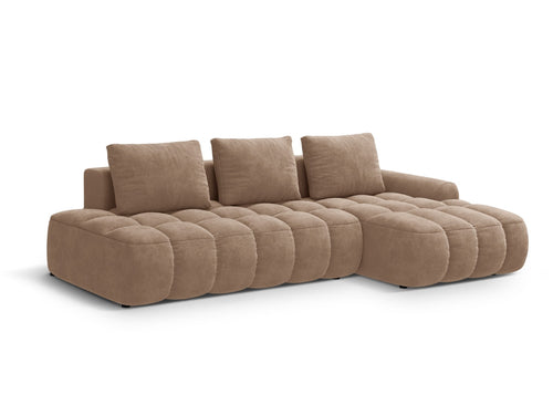 Cosmopolitan Design Converteerbare hoekbank rechts met opbergdoos Linz 3-zits, flueel donkerbeige - 142x275x84cm