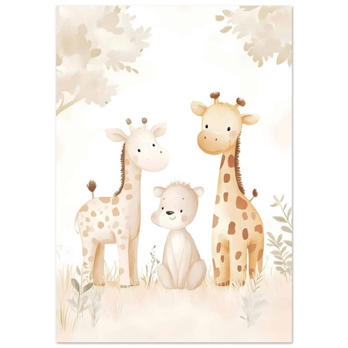 Artfulprints  Giraffen familie pastel   poster 50x70 cm - vtwonen shop