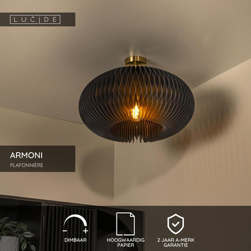 Lucide plafonnière ARMONI - 1xE27 - Zwart