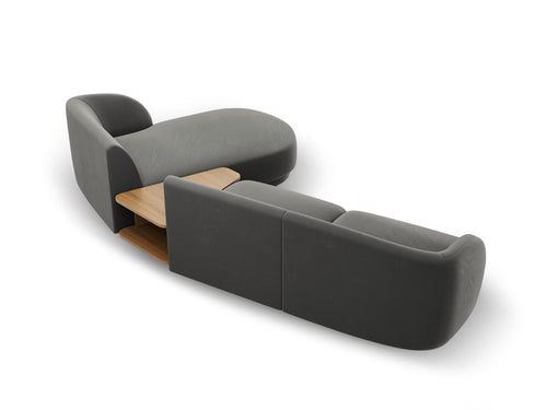Micadoni Rechte modulaire bank Miley 3-zits, flueel, lichtgrijs - 178x303x70cm