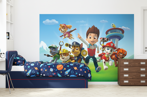 Sanders & Sanders fotobehang PAW patrol blauw, groen en rood - 252 x 182 cm - 600350