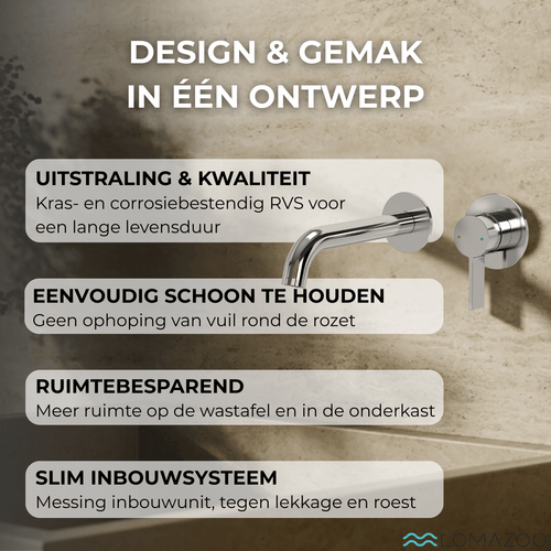 LOMAZOO inbouw wastafelkraan Kepler - muurkraan - chroom