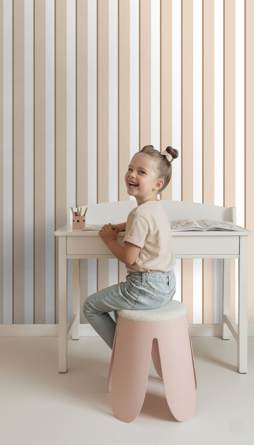 ESTAhome behang strepen beige en wit - 50 x 900 cm - 131906