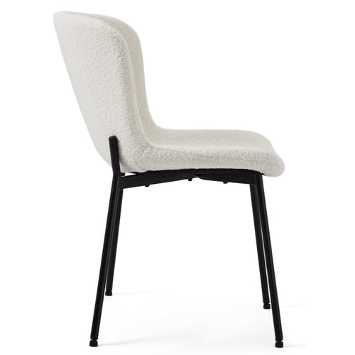 Furnhouse eetkamerstoelen armleuning Teddy - Crème wit - Stof (Bouclé) - Set van 6