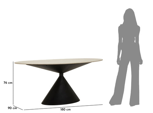 Mauro Ferretti eettafel - 180x90x76 cm - crème/zwart