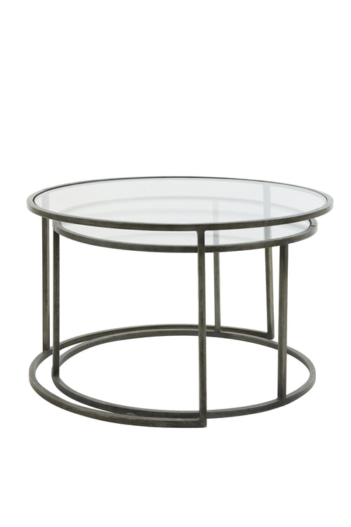 Light & Living salontafel DUARTE - Ø75x44cm - grijs - Set van 2