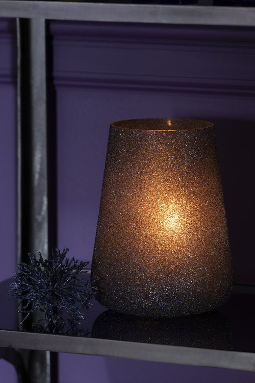 J-Line windlicht Glitter - glas - paars - large