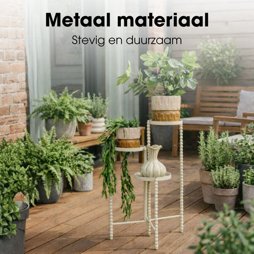 Mica Decorations Salvo Plantenrek - Plantenstandaard voor Kamerplanten - Plantentafeltje voor Binnen - Plantenonderzetter met Drie Plateaus - 40 x 40