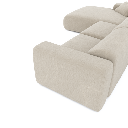 Sia Home - Grote hoekbank, links MYRA - getextureerd fluweel beige 280cm