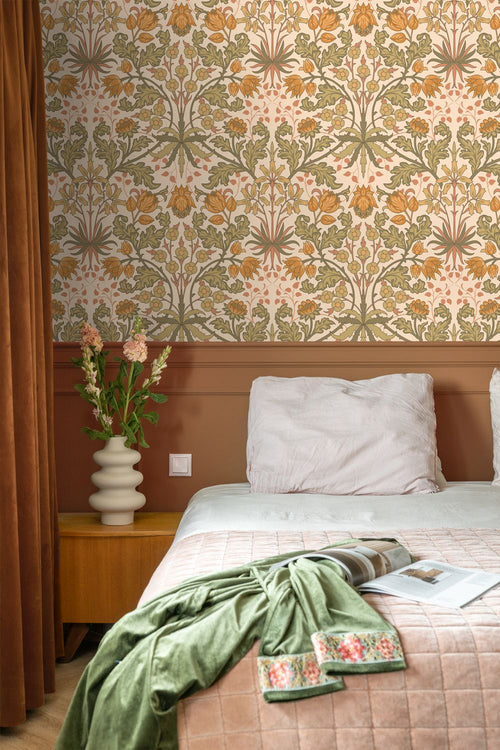 ESTAhome behang vintage bloemen in art nouveau stijl oranje 50 x 900 cm 131175