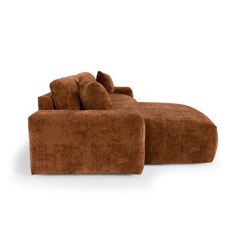 Premium Interiors - Linkerhoekbank CHEER - gewaafd fluweel terracotta 312cm