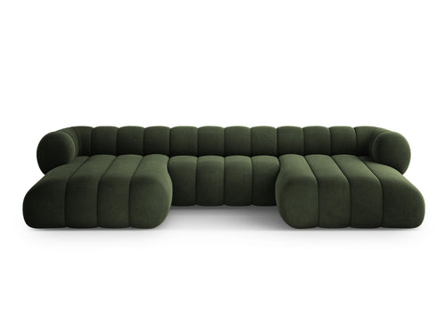 Cosmopolitan Design Panoramische bank Koge 6-zits, flueel groente - 165x348x70cm
