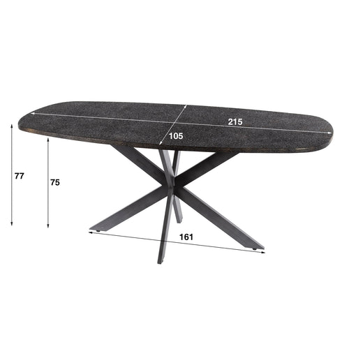 Hoyz Collection - Eettafel Metallic Deens Ovaal 215 Cm - Zwartbruin - vtwonen shop