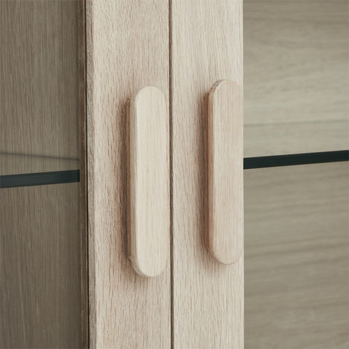 Furnhouse 3-deurs wandkast Porto - Witte olie - MDF, Eikenfineer, Glas - 34x160x60