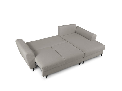 Cosmopolitan Design Converteerbare hoekbank rechts met opbergdoos Kyoto 4-zits, boucle, grijs - 145x241x88cm