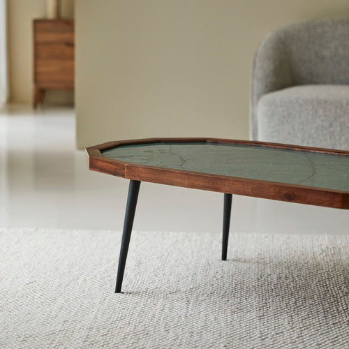 Tikamoon Massief palissander en marmeren salontafel - Bruin - vtwonen shop