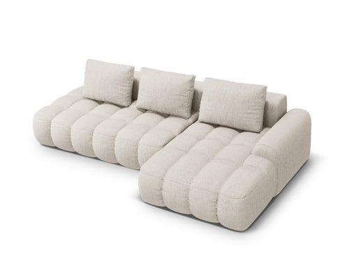 Cosmopolitan Design Converteerbare hoekbank rechts met opbergdoos Linz 3-zits, structurele stof beige - 142x275x84cm