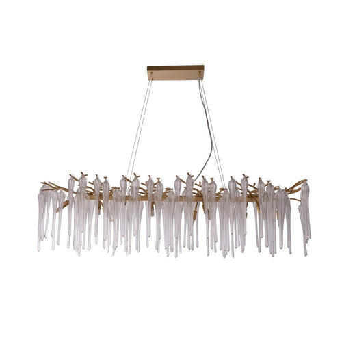 Searchlight Heritage 10-lichts dinerbar plafondhanger, goudkleurig metaal en helder glas