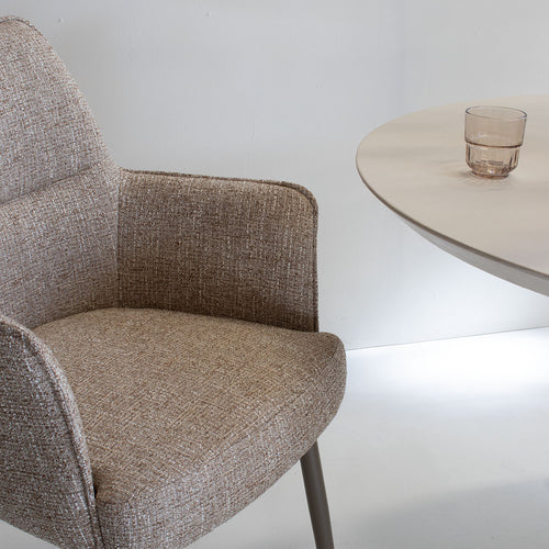 DÉJA Living Eetkamerstoel Zayn - Taupe/Taupe - Zithoogte 47cm - Set van 2 - vtwonen shop