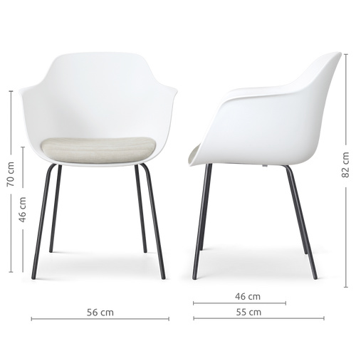 Nolon Nora-Liz eetkamerstoel wit met naturelbeige zitkussen - zwart onderstel