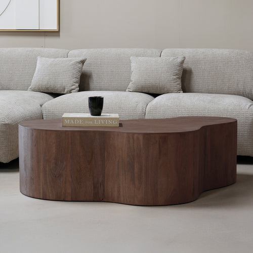 Giga Meubel Salontafel Moos - Organisch - Donkerbruin - 129cm - vtwonen shop